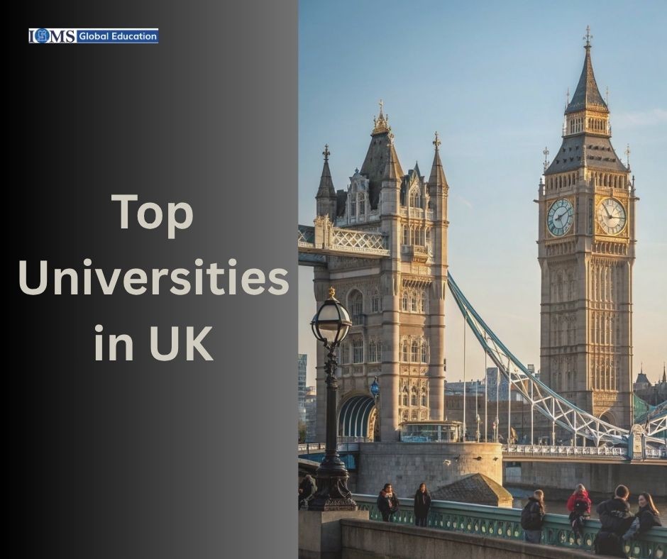 Top 10 universities in UK concept with London landmarks Tower Bridge and Big Ben representing higher education opportunities
