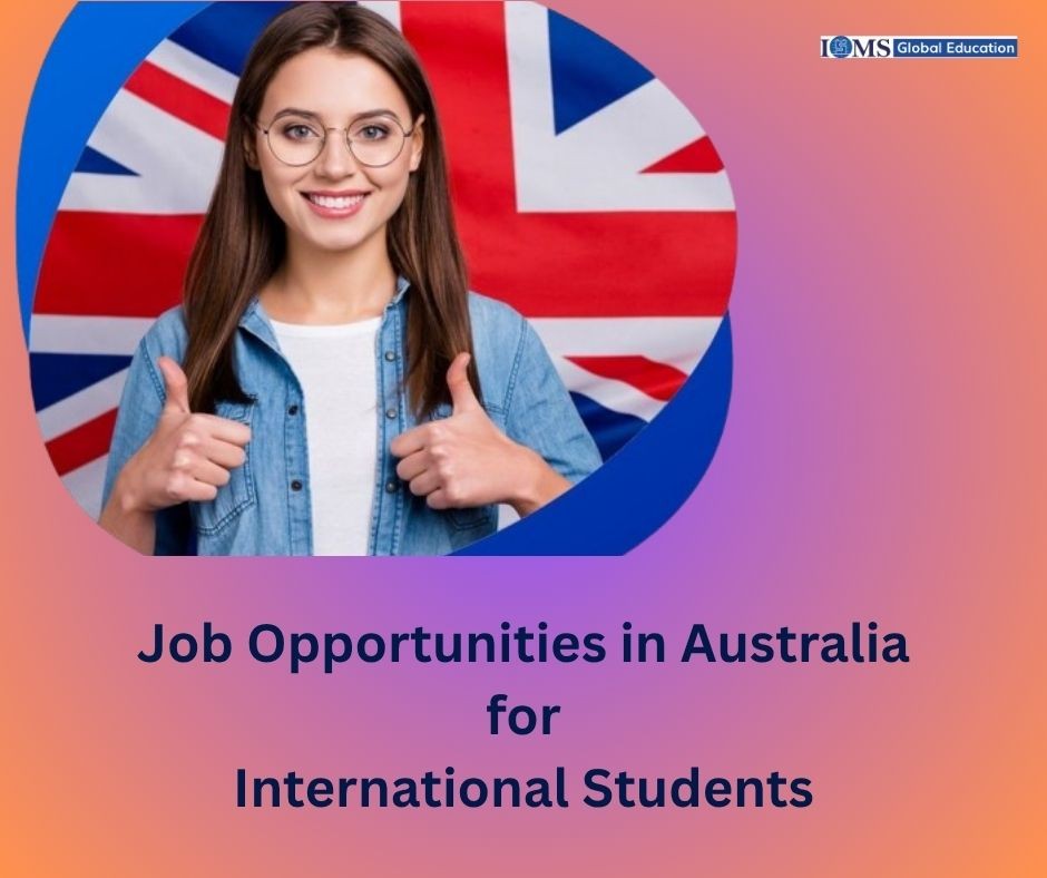 Student giving thumbs up with Australian flag background, highlighting job opportunities in Australia for international students.