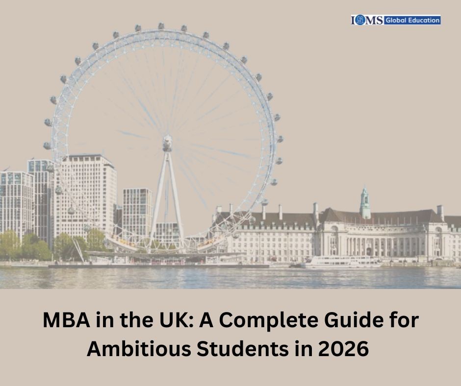 MBA in the UK guide featuring London skyline and London Eye for ambitious students exploring top universities in 2026.