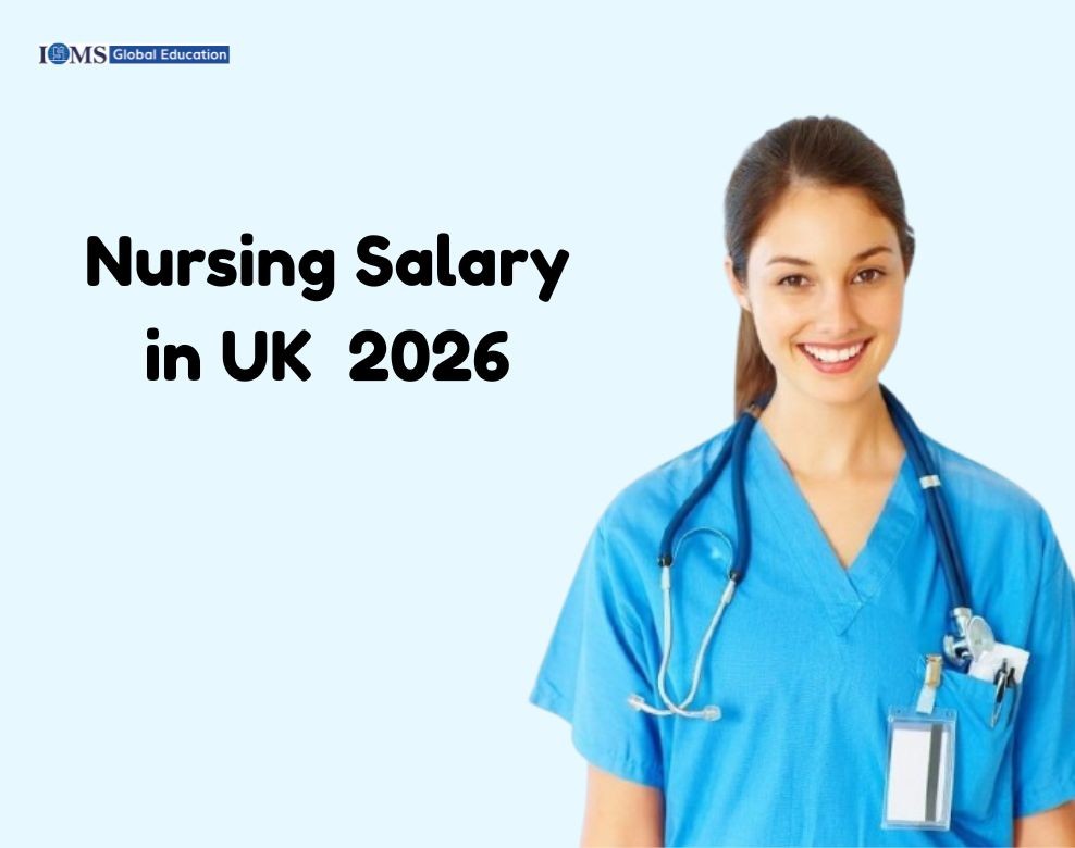Nursing Salary in UK per Month 2026 guide featuring a registered nurse, highlighting NHS pay, monthly earnings, and nursing career opportunities.
