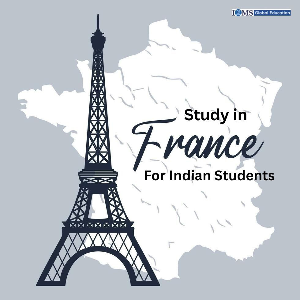 The image features of the Eiffel Tower. The background is a solid light blue-grey. In the top right corner, there is a small logo for 