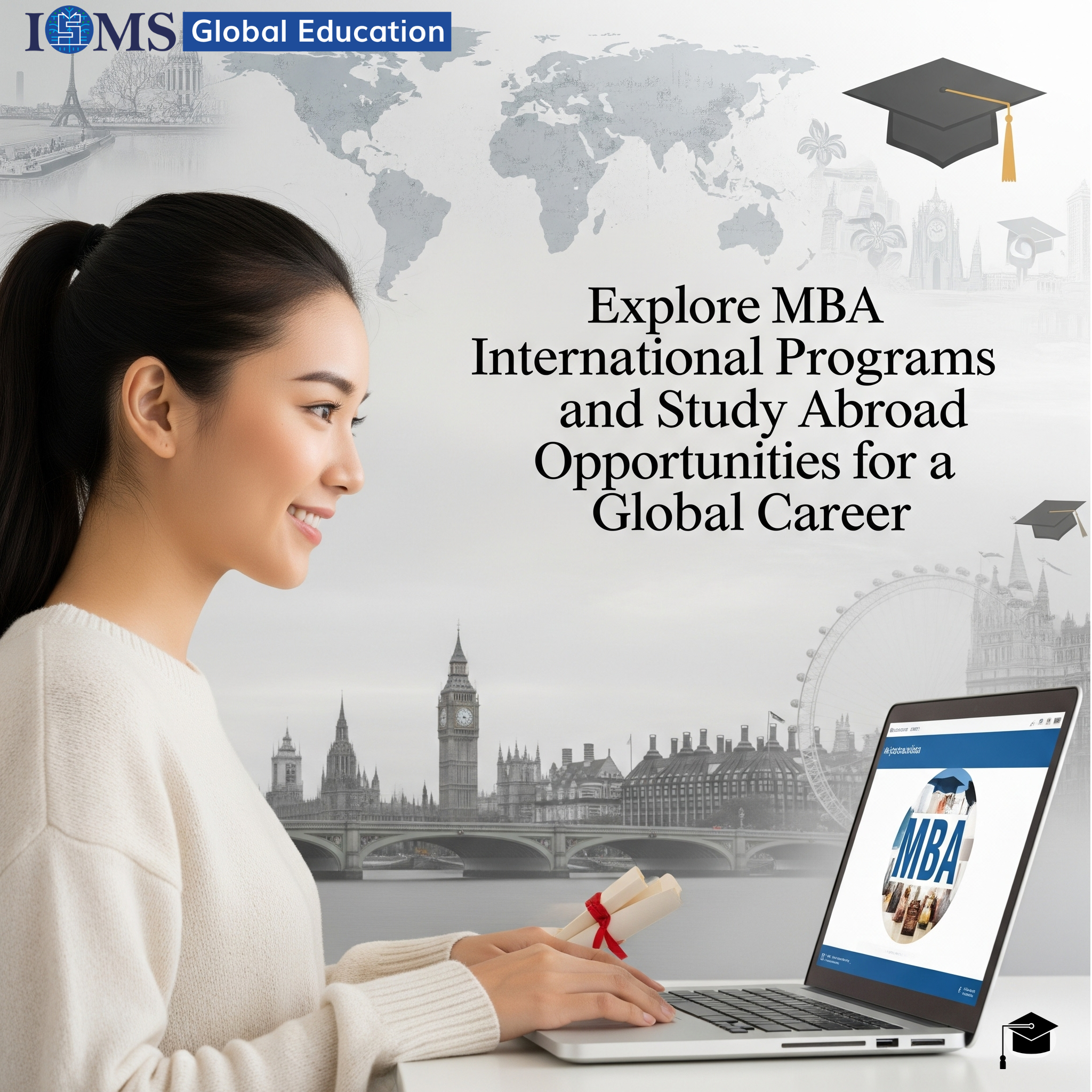 International students exploring MBA programs abroad with guidance from ISMS Global Education, symbolizing global career opportunities and international education pathways.