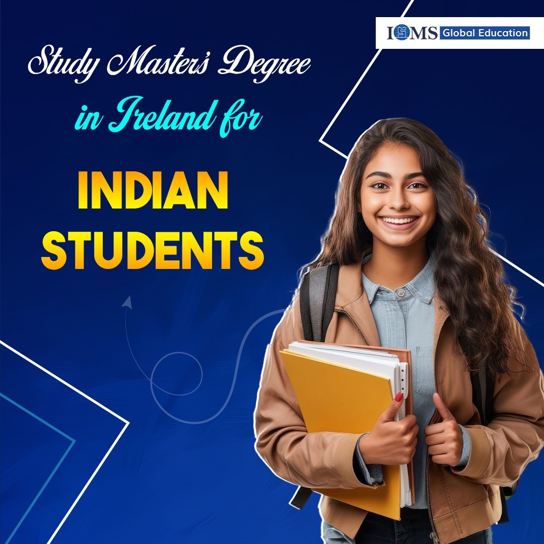 International student studying for a master’s degree in Ireland, holding books and smiling, starting her new journey with ISMS Global Education